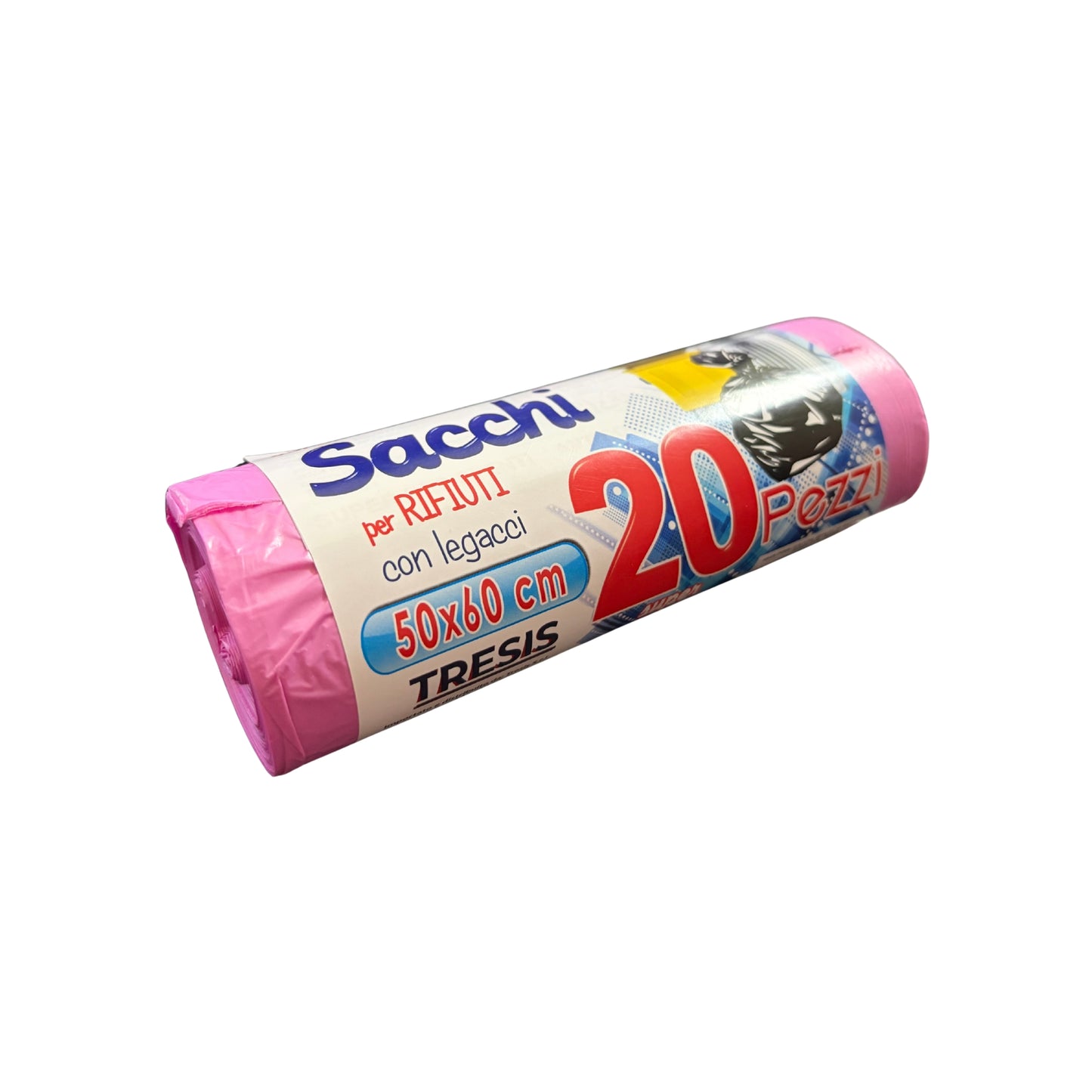 Sacchi per Rifiuti con Legacci – 20 pezzi | 50x60 cm – Super Resistenti – Rosa