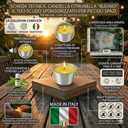 Candela alla Citronella in Stampo a Budino (7 cm) – Antizanzare da Esterno