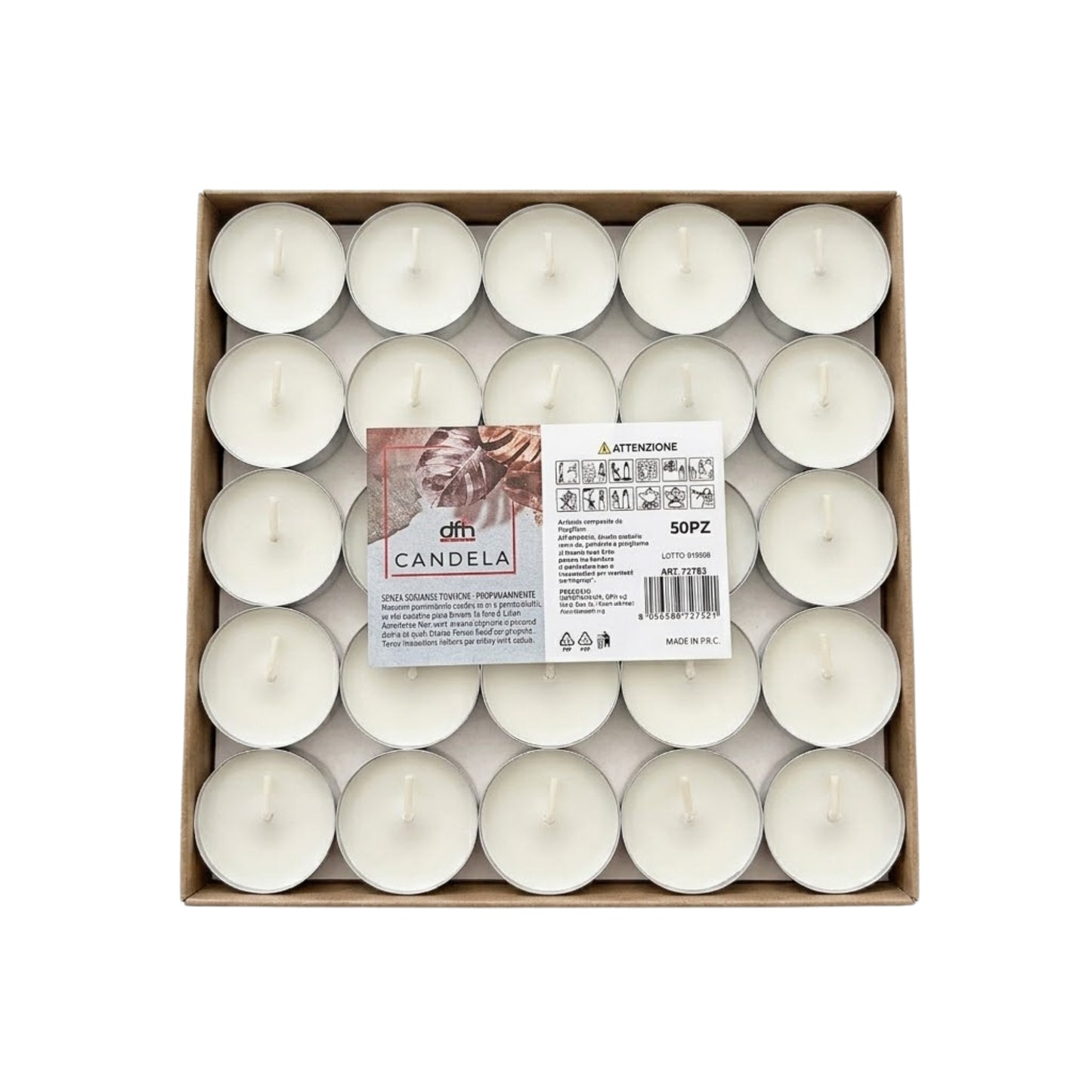 Candele Tea Light Bianche DFH – 50 Pezzi | Senza Sostanze Tossiche, Profumo Naturale