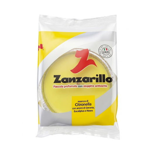 Zanzarillo® Candela alla Citronella da 11 cm - Fiaccola Antizanzare Profumata con Stoppino Antivento, Citronella in alluminio 100% Made in Italy