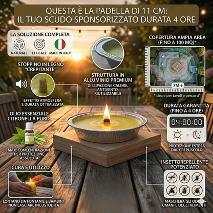 Candela alla Citronella in alluminio (11 cm) – Antizanzare da Esterno ad Ampia Durata